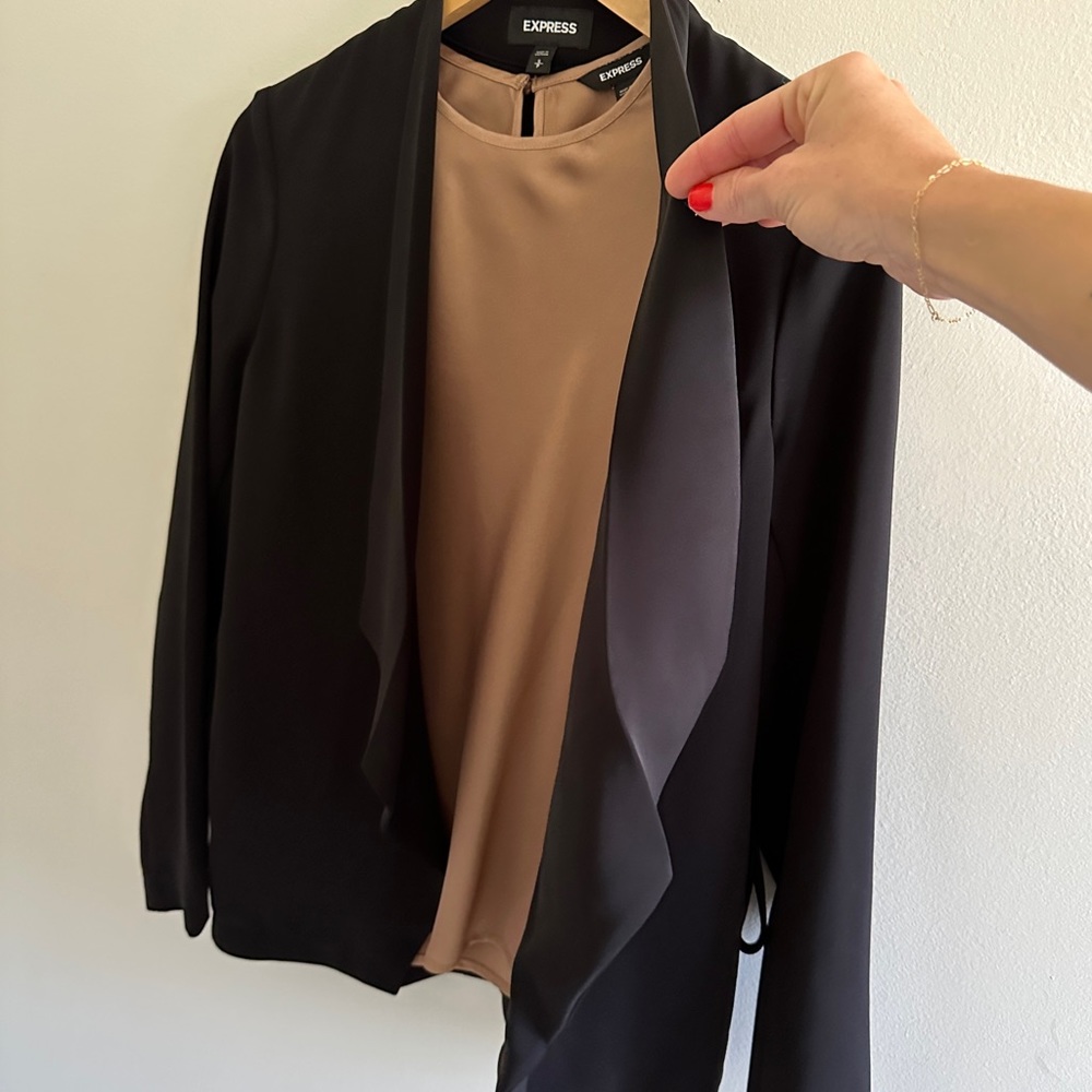 Express: Drawstring Open Front Blazer Jacket - image 3